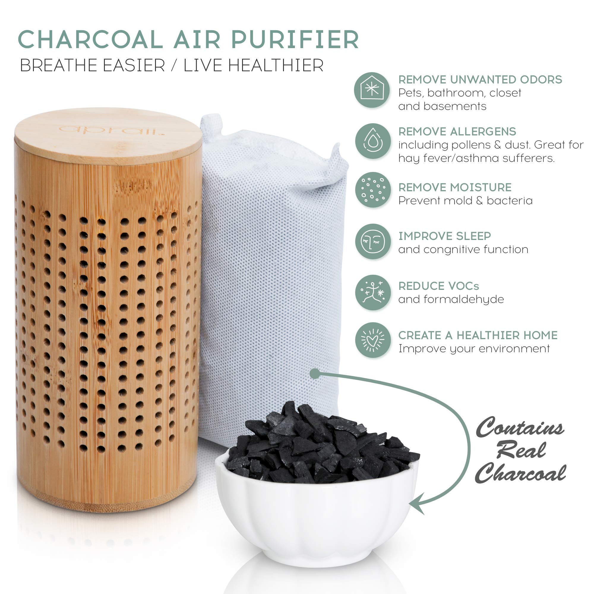 Activated Charcoal Bags - Odor Eliminator for Home - Air Purifying Bags - Bamboo Charcoal - Moisture Absorber - Closest Freshener