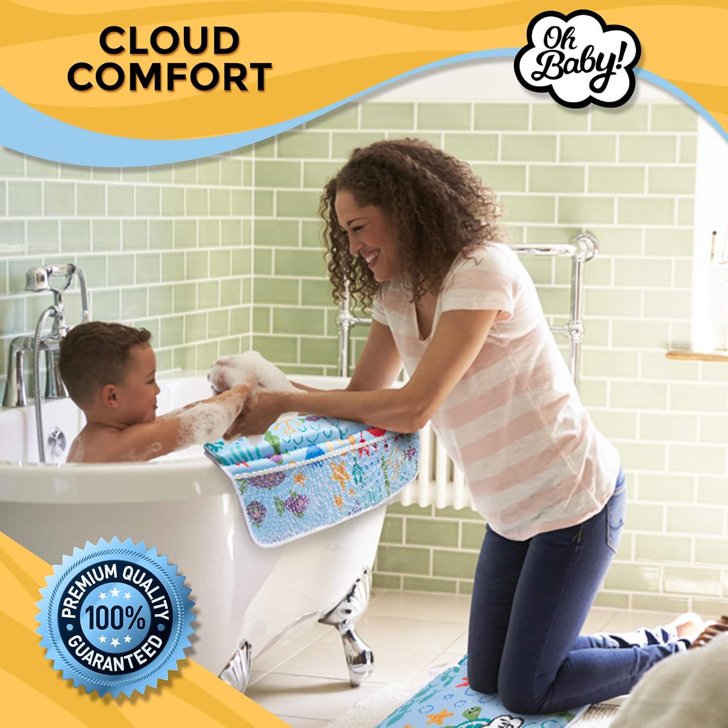 Bath Kneeler and Elbow Rest Pad | Baby Bath Kneeler and Bath Elbow Saver | Bath Kneeler Baby Bathtub Cushion | Hooded Baby Towel Included : Baby