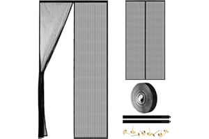 Amzjjle Magnetic Screen Door - Self Sealing, Heavy Duty, Hands Free Mesh Partition Keeps Bugs Out Let Breeze in- Pet and Kid Friendly - Keep Open Feature (Black, Fit Door Size 36 x 96 Inch)