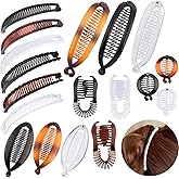 18 Pieces Large Double Comb Fishtail Banana Clips for Thick Hair and Ponytails - Classic Hair Clips for Women and Girls
