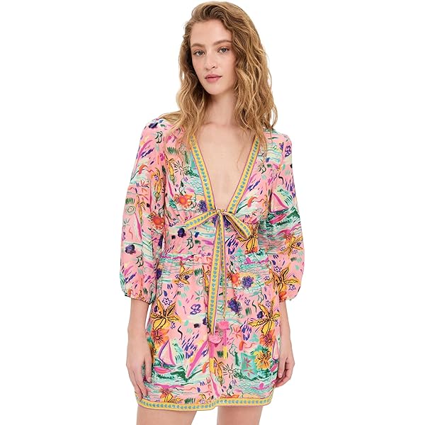 Sam Edelman Women's Emely V-Neck Dress - Cutout Waist A-Line Design