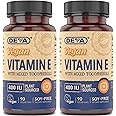 DEVA Vegan Natural Source Vitamin E 400IU with Mixed tocopherols, Soy-Free – 90 Veg Caps (Pack of 2)