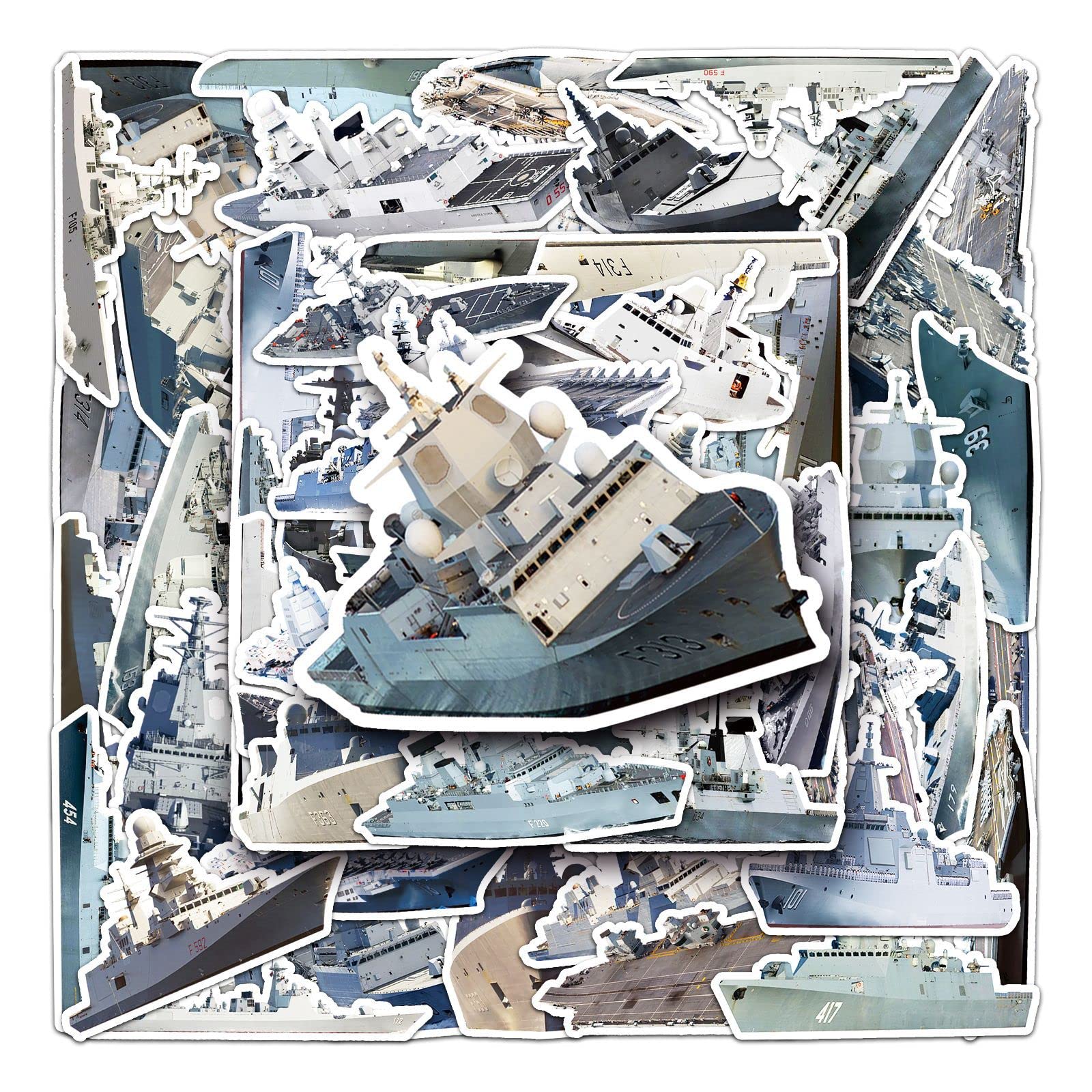 50Pcs Military Stickers Laptop Car Scrapbook Phone Skateboard Suitcase Luggage Bike Warship Stickers Vinyl Waterproof Aesthetic Personalised Stickers for Teens Boys Girls Adults Children