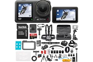 DJI Osmo Action 4 Camera Standard Combo - Waterproof Action Camera with 4K UHD Video, 1/1.3" Sensor, Stabilization, Dual Screens, for Vlogging, Travel & Sports + 64GB Card & 50 Piece Accessory Kit