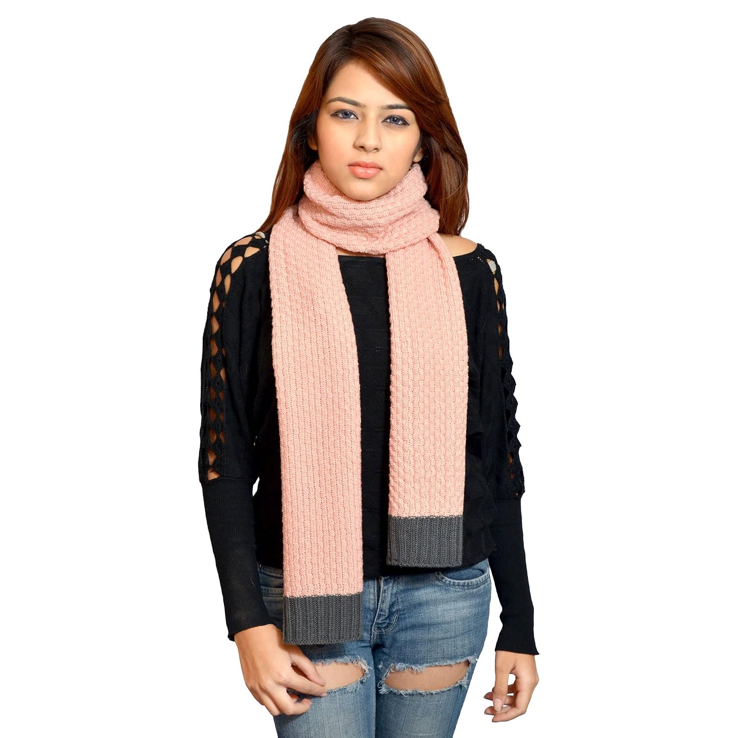 513 knitted self design women's muffler