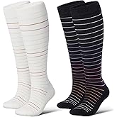 LEVSOX Thick Merino Wool Compression Socks for Women and Men 20-30mmHg Knee High Support Socks for Flying Nurses Pregnancy