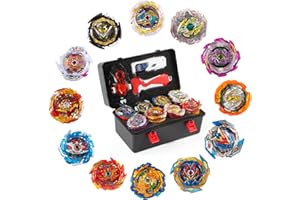 WNSULL Bey Battle Burst Gyro Blade Set, Best Gift Toy with Portable Box 12 Spinning Tops 2 Launchers, Metal Fusion Attack Top Battling Game for Boys Kids Children