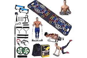 EVEA Ultimate Push Up Board for Men and Women - Foldable, Power Press, and Pushup Challenge Board - Portable at-home workout equipment with 24 Accessories for Full Body Strength Training