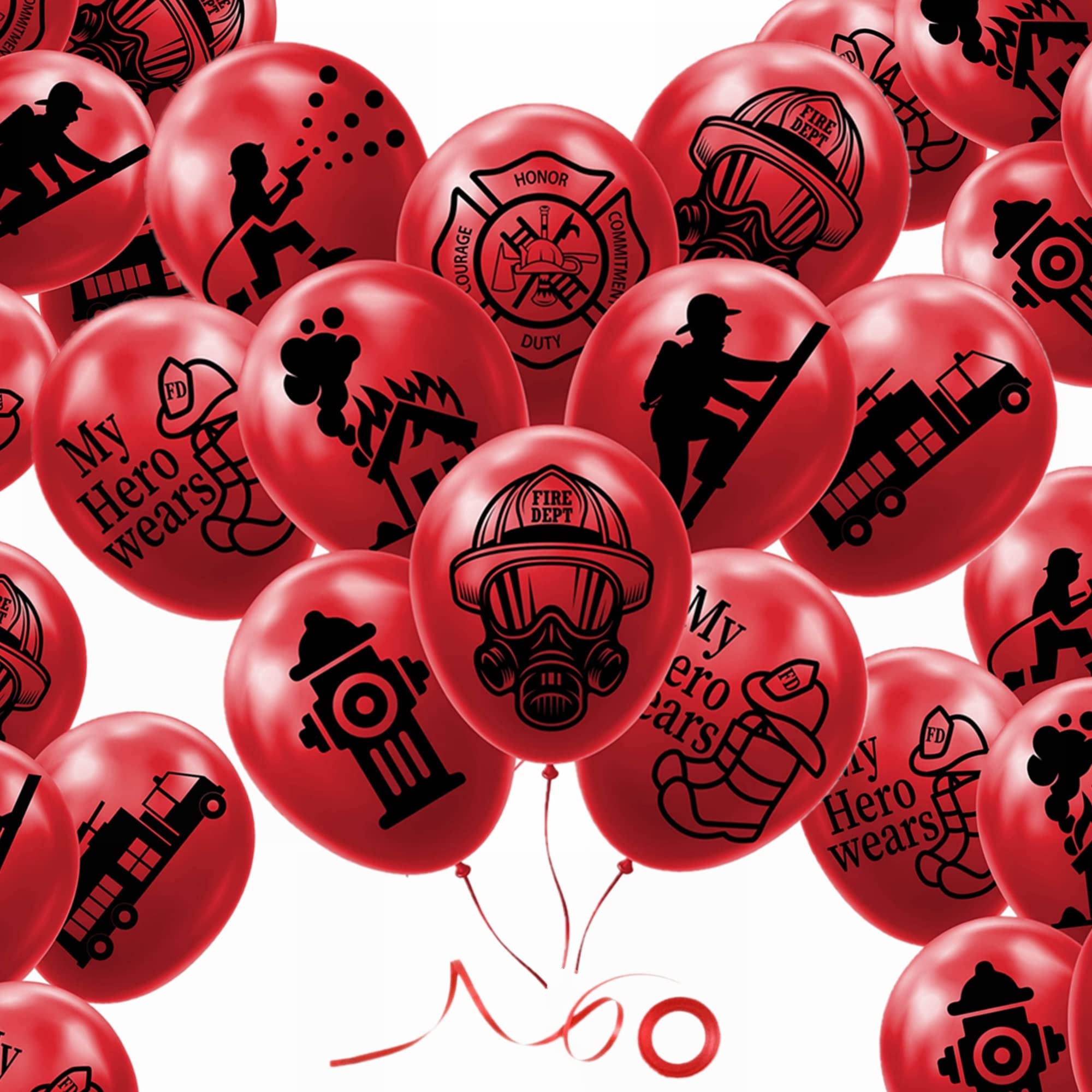 24 PACK 12" Fireman Firefighter Theme Latex Balloons Fire Engine Fire Truck Balloons Police Party for Birthday Baby Shower Supplies Party Decorations