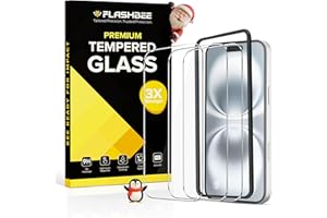 Flashbee 3 Pack Screen Protector for iPhone 16 [6.1 Inch], 9H+ Tempered Glass Screen Protector with Easy Installation Frame, 