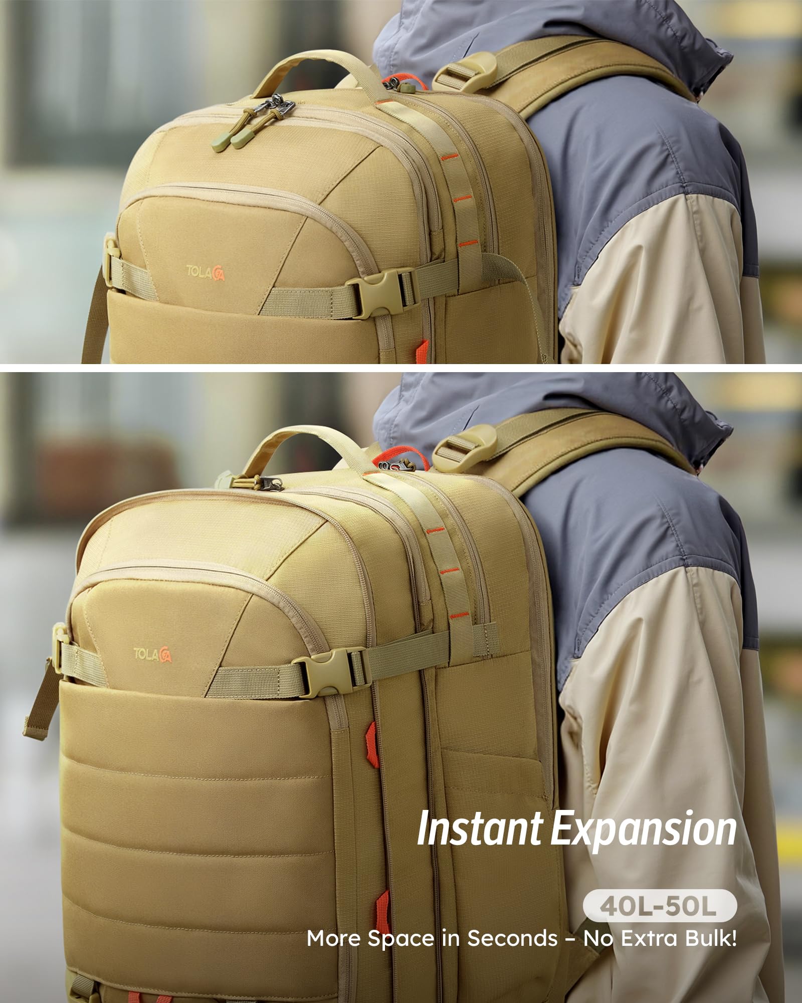 Tolaccea Carry on Travel Backpack, TSA Friendly Flight Approved Personal Item Duffle Bag for Men Women with Dual Laptop Storage for 17.3