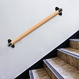 SELEWARE 16 Inch Wood Handrail Indoor Stairs Wall Mount 1.3 Inch Round view 5
