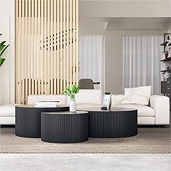 KEVINSPACE Round Coffee Table Set of 3, Modern