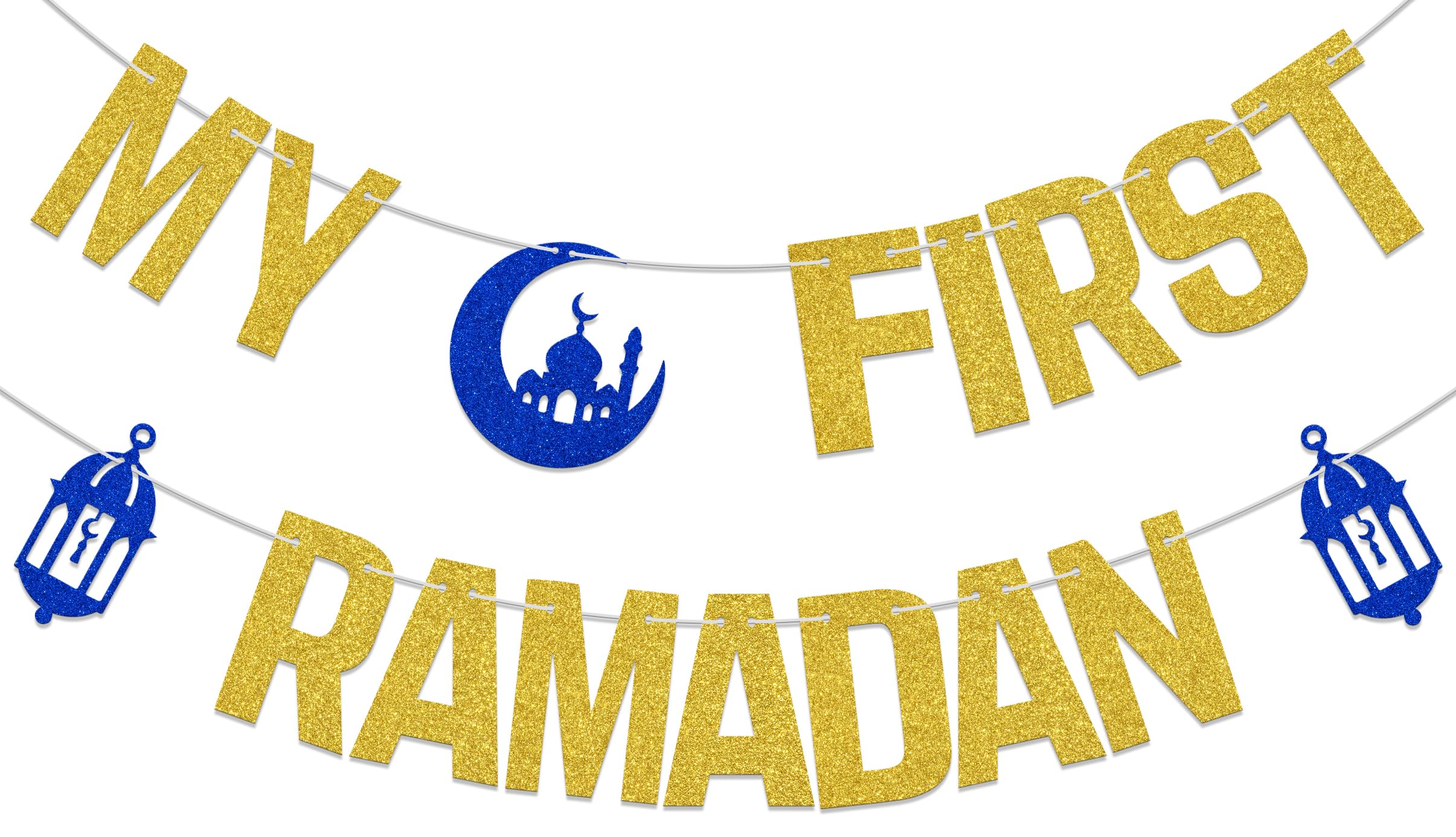My First Ramadan Banner Umrah Mubarak Banner Islamic Muslim Birthday Party Decoration Gold Glitter