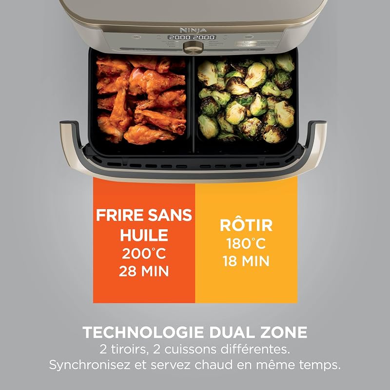 Foodi FlexDrawer Air Fryer 2 Compartiments, 10,4L, Pierre/Or