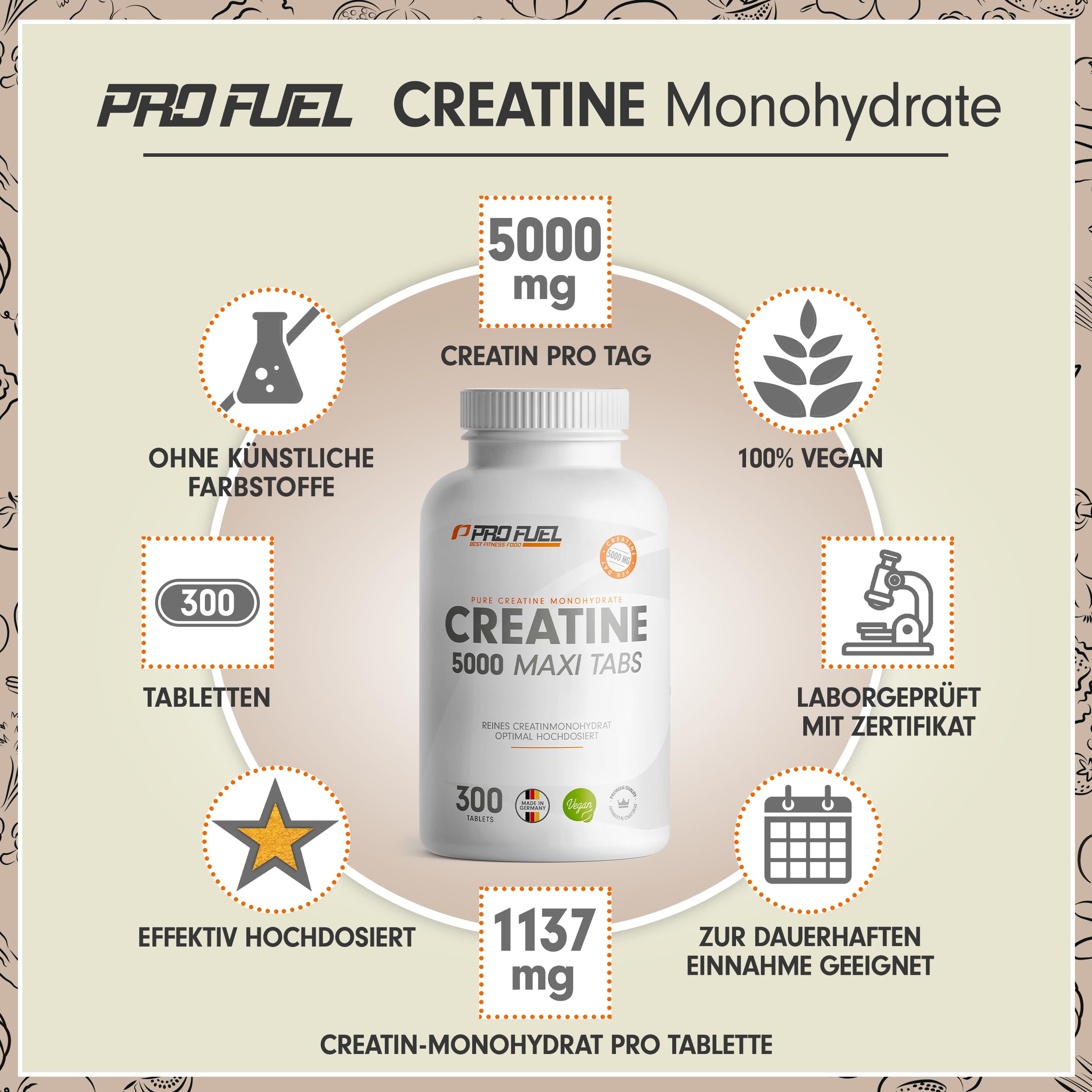 Creatin Tabletten 300x - optimal hochdosiert mit 5685 mg Creatin-Monohydrat, davon 5000 mg Creatin - vegane Kreatin-Tabletten - laborgeprüft mit Zertifikat - Vorrat für 60 Tage 2