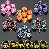 DND Dice Set, QMay 42 Pcs Polyhedral Dice for Dungeon and Dragons DND RPG MTG Table Games. D&D dice Set of D4 D6 D8 D10 D% D1
