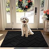 hicorfe Front Door Mat Outside Entrance,32"x40" Absorbent Muddy Dirt Resist Welcome Door Mats Outdoor Indoor,Stain and Fade Resistant,Non Slip Backing Entry Mat Doormat for Entryway(Black)