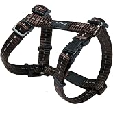 Reflective Adjustable H Harness for Small Dogs; matching collar and leash available, Brown