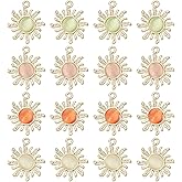SUNNYCLUE 1 Box 16Pcs 4 Colors Sunflower Charms Sun Pendant Charm Colorful Glass Cabochons Half Round Beads Alloy Gold Plated Flatback for Jewelry Making Bracelet Necklaces Crafts Supplies