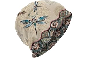 Lexziuo 1PCS Soft Slouchy Beanie Boho Chemo Hat with Dragonfly Design - Comfortable Cancer Cap & Headwear for Women and Men U