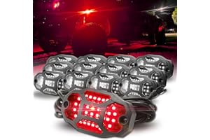 Winunite 12 Pods Red Rock Lights Wide Angle Underglow Lights with Extension Wires, IP67 Waterproof Fender Lights for Trailer Off Road Truck ATV UTV SUV Motorcycles
