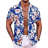 COOFANDY Mens Hawaiian Shirt Short Sleeve Button Down Shirts Tropical Summer Beach Shirts Casual Floral Aloha Shirts