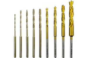 NordWolf 9-Piece M35 Cobalt & HSS Brad Point Combination Drill Bits Set for Rotary Tools, SAE Sizes with 1/8" Round Shank in Storage Case