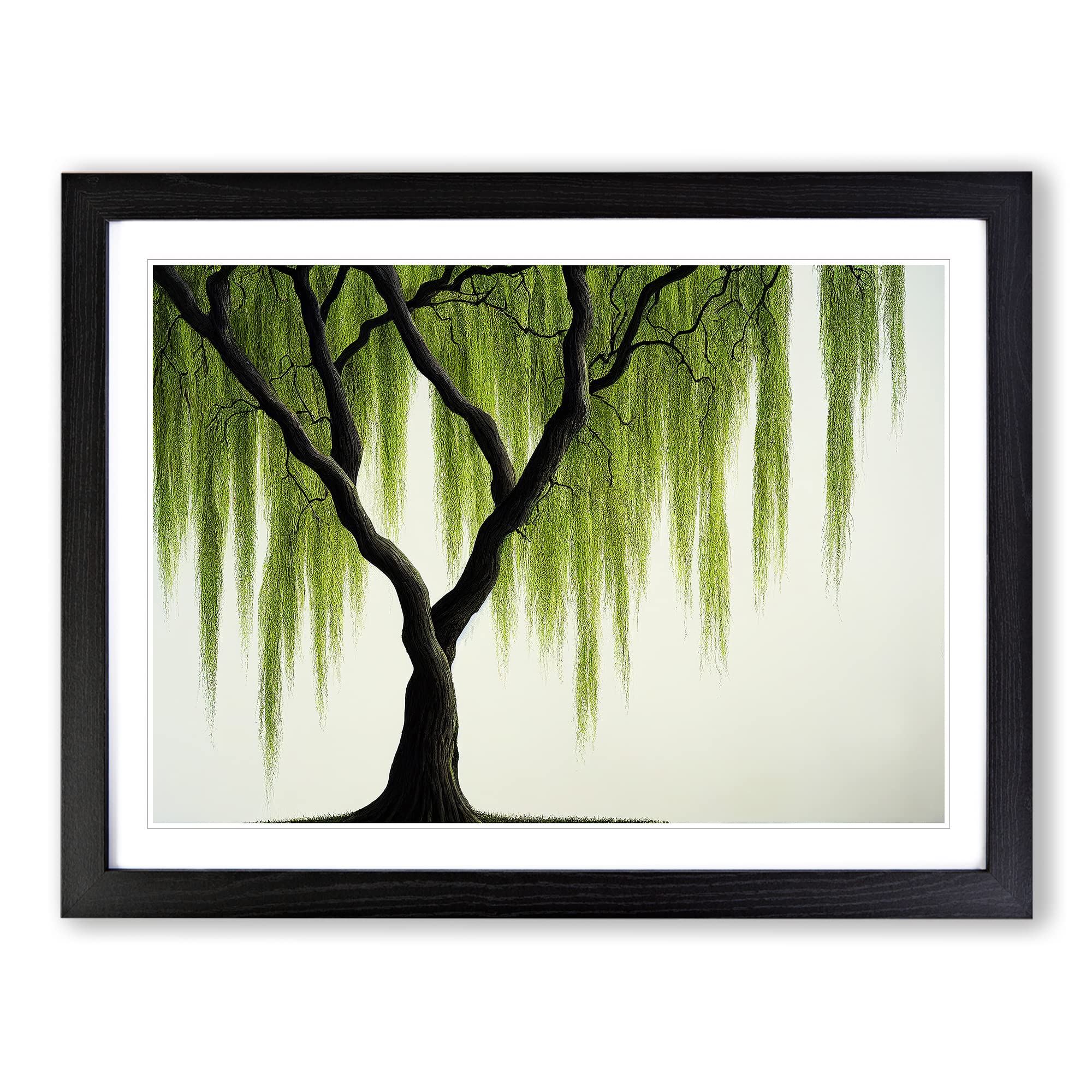 Irresistible Weeping Willow Tree Framed Print | A4 Black Framed Wall Art | Ready to Hang | Modern Floral Picture | Living Room Bedroom Lounge Office