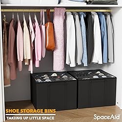 SpaceAid Shoe Organizer for Closet, 2 Pack Foldable