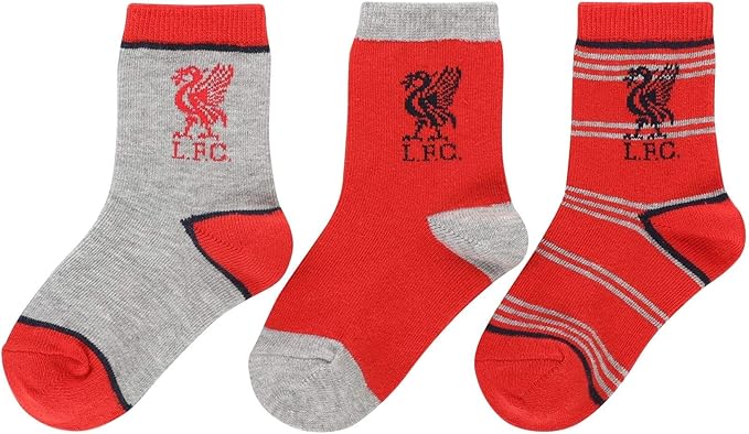 Amazon.com: Liverpool FC Baby Boys Soccer 3 Pack Red & Grey Socks LFC Official: Clothing