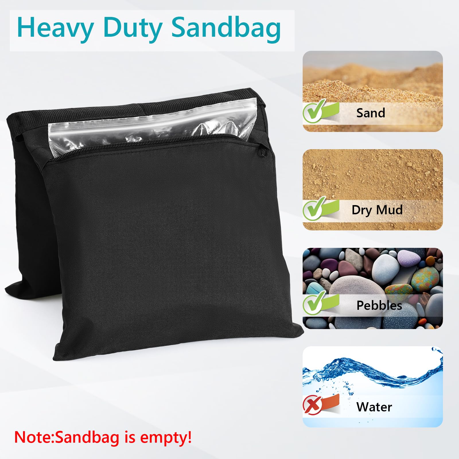 ABCCANOPY Photography Sandbag for Video Stand, Heavy Duty Weight Bags for Light Tripod, Camping Chair, 4 Packs (Black)