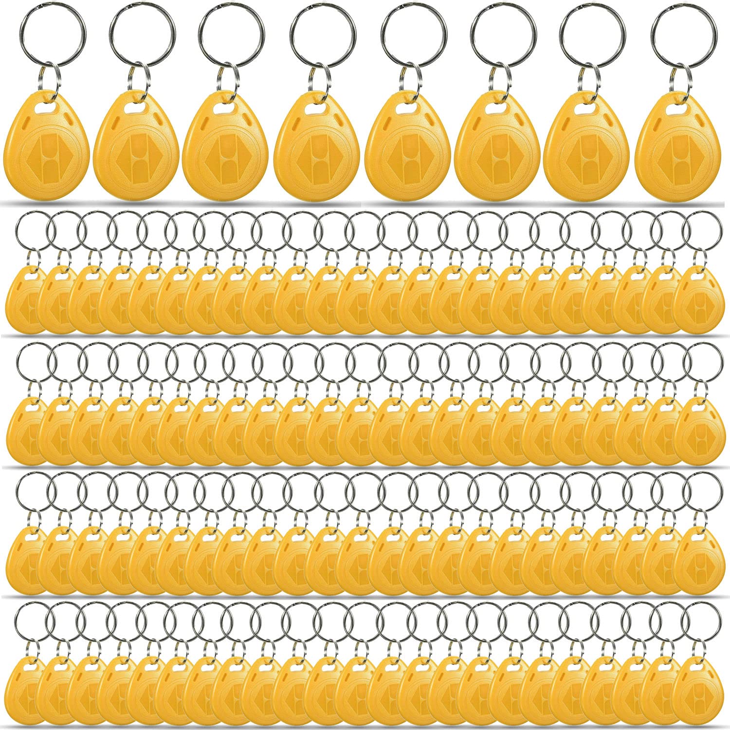 100 X Yellow RFID Tags Key fobs - 125Khz READ ONLY Proximity ID Card Token Access Control | By UMTMedia®