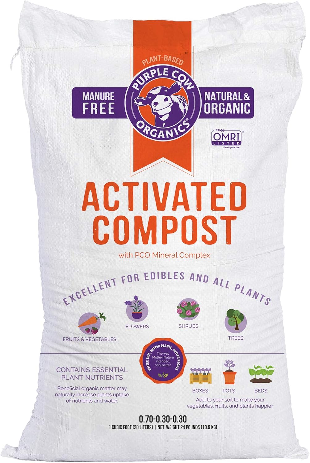 Purple Cow Organics Activated Compost, 1 CF Bag