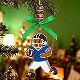4in Gingerbread Man Football Ornaments for Christmas Tree Gingerbread Wooden Christmas Ornament for Xmas Holiday Birthday Party Home Hanging Decorations for Football Lovers Sport Players Fans