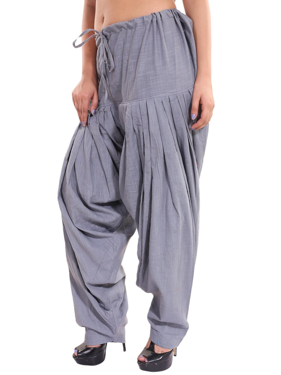 zaributi women's khadi patiala (ptl-slb-semi-gry_grey_free size)