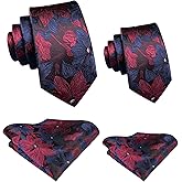 Hi-Tie Father and Son Tie Set Striped Plaid Ties for Men and Boys Silk Necktie Pocket Square Set for Wedding Gifts