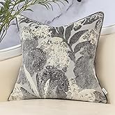 Yangest Grey Leaf Square Pillow Cover Cut Velvet Cushion Cover Luxury Modern Pillowcover for Couch Living Room Bedroom,20x20 Inch