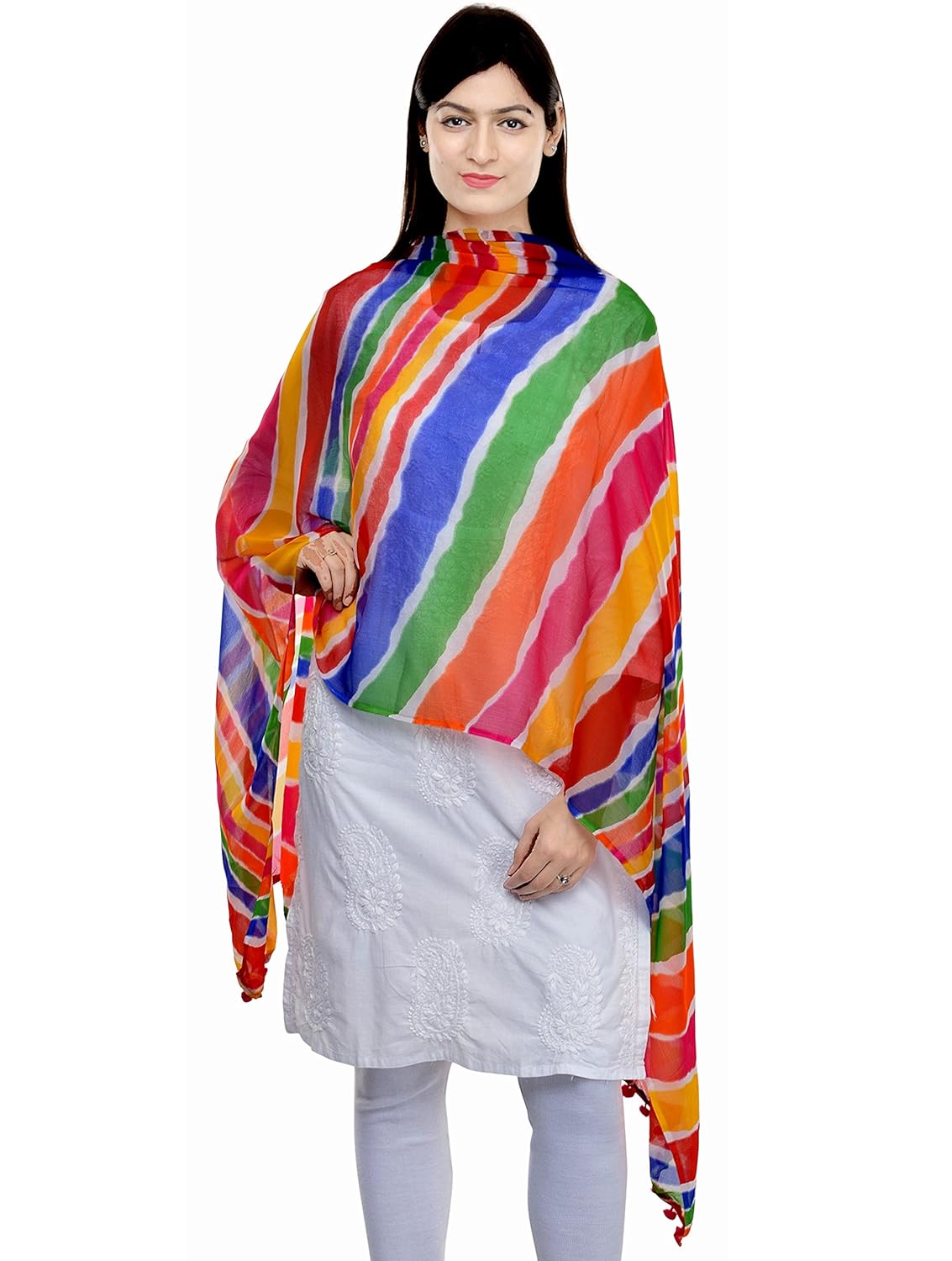 weavers villa&reg; printed faux chiffon dupattas multicoloured women's dupatta , scarf, stole