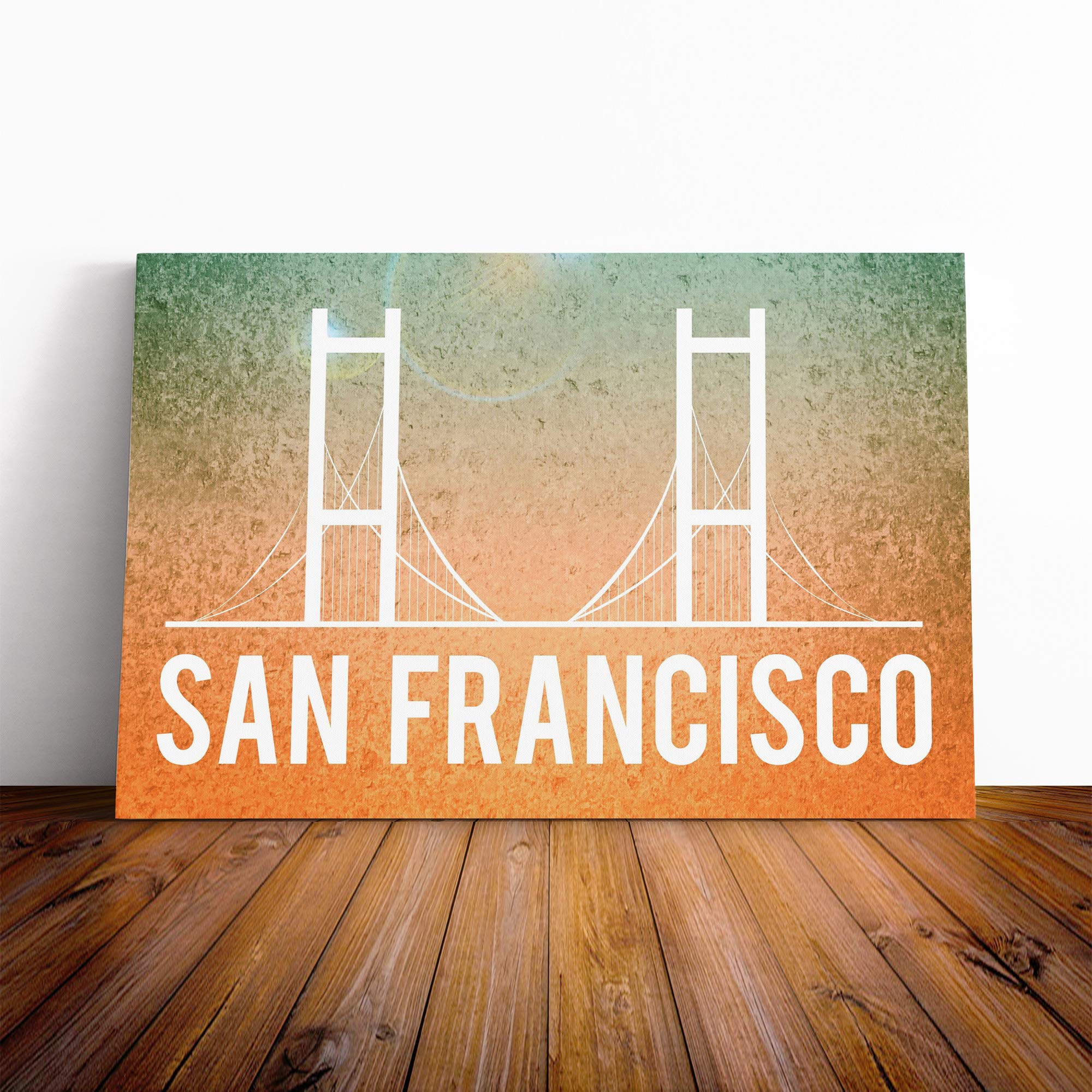 San Francisco California The Golden Gate Bridge Canvas Print | Gallery Wrapped 30mm Frame Wall Art | 20x14 inches | Ready to Hang | Modern Cityscape Picture | Living Room Bedroom Lounge Office