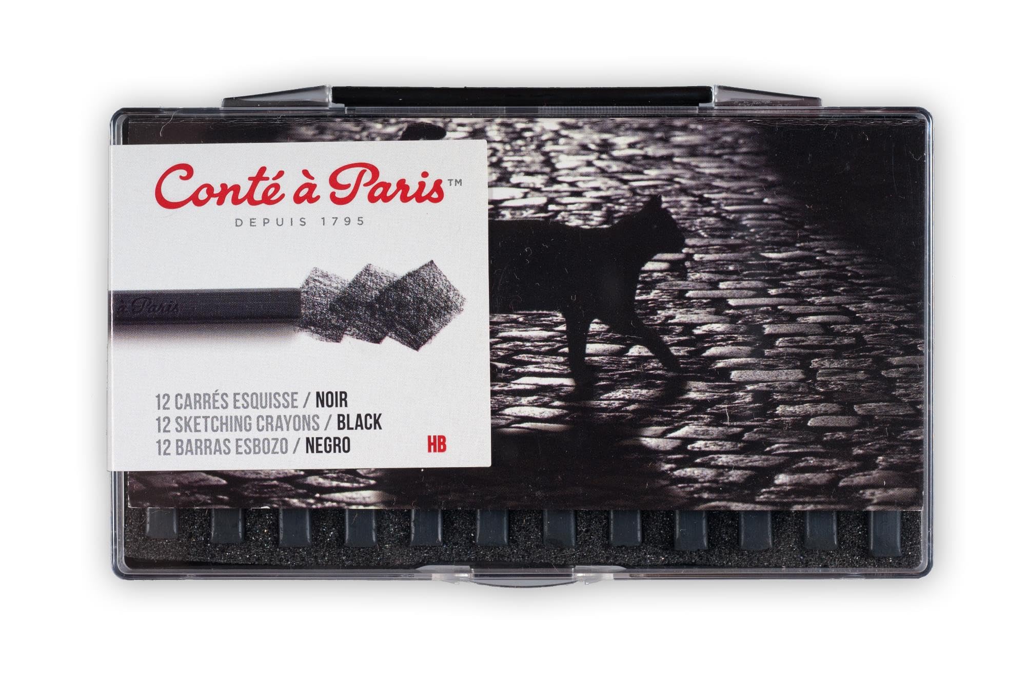 Conté à Paris Sketching Carre Crayons - Black HB (Pack of 12)