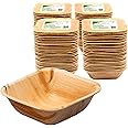 ECODECO Palm Leaf Compostable Plates - 100 pcs - 5 Inch Square Bowl - Disposable Eco Friendly Like Bamboo Party Plates