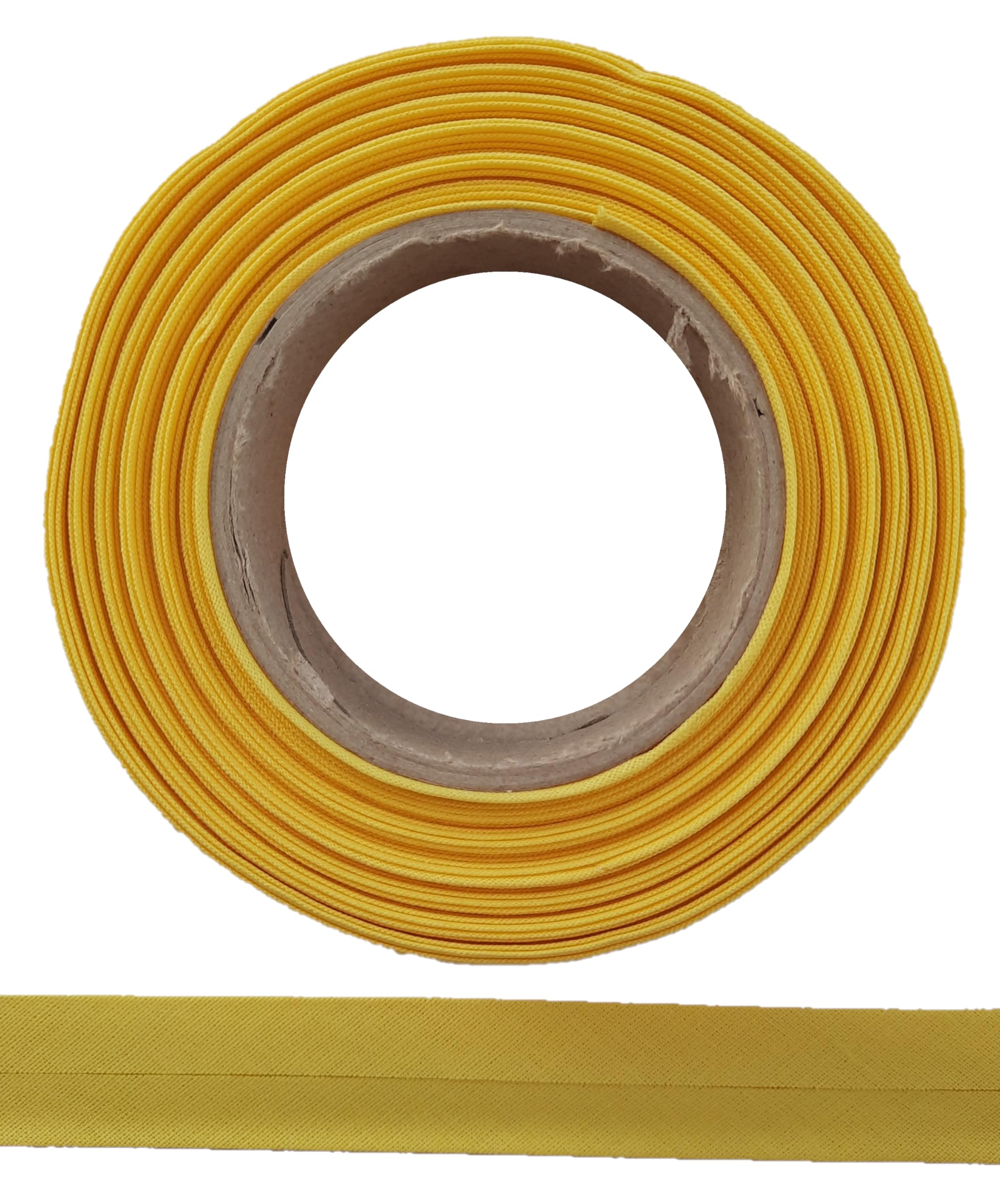 Generic ME:NaMa 100% Cotton Bias Binding - High Quality Hem Tape, Cotton Tape, Bias Binding - Ideal for DIY Sewing - Made in Belgium - 10 m x 18 mm (Folded), on a Roll (Yellow) — image 1