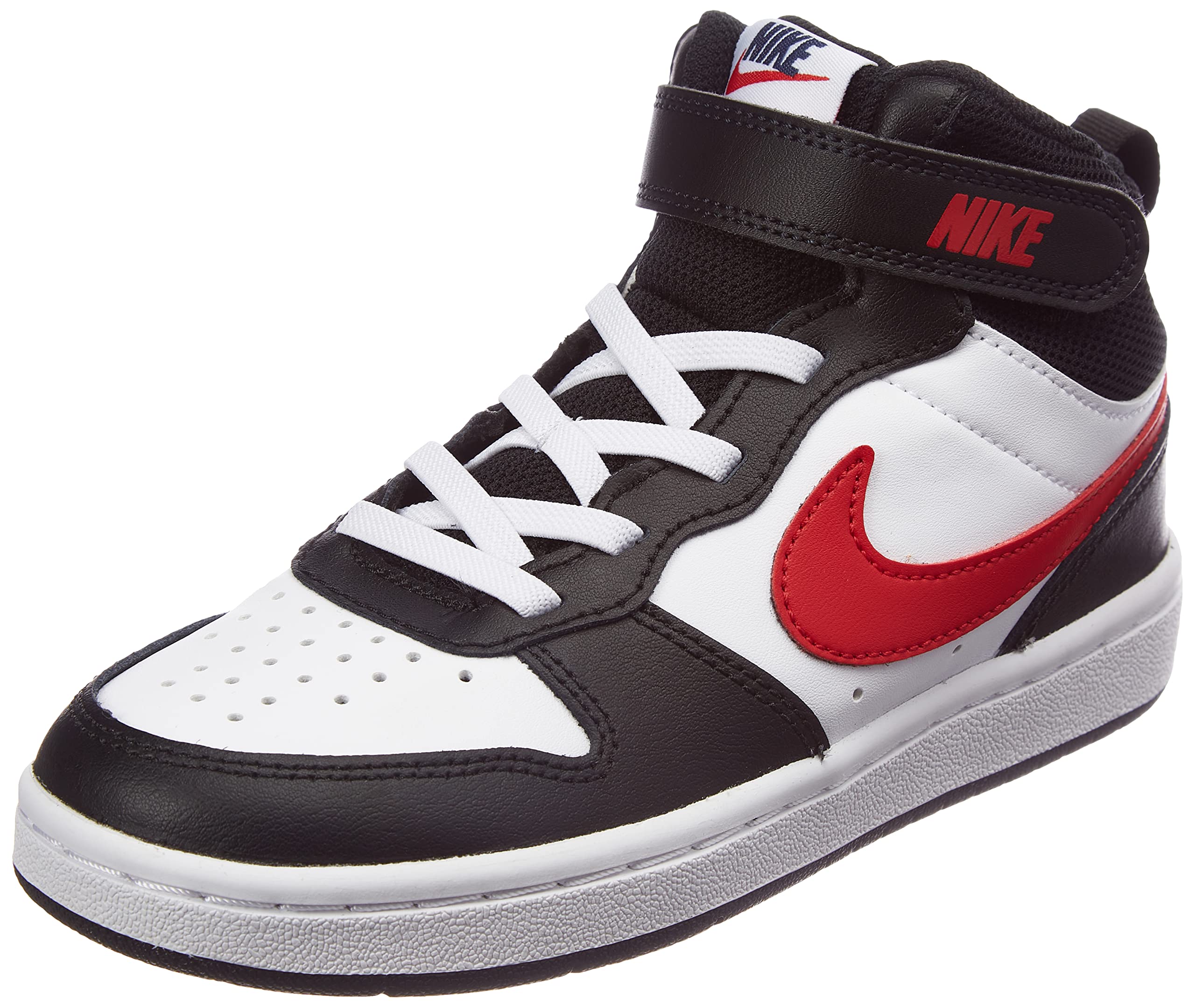Nike Little Kid's Court Borough Mid 2 Lifestyle Shoes, White/University Red-White-Black, 10.5C Image