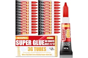 ALECPEA 3 Gram (Pack of 24) Single use Super Glue Gel, Super Fast, Thick & Strong Adhesive Superglue, Cyanoacrylate Glue for Hard Plastics, DIY Craft, Ceramics, Frame, Leather, Metal Etc