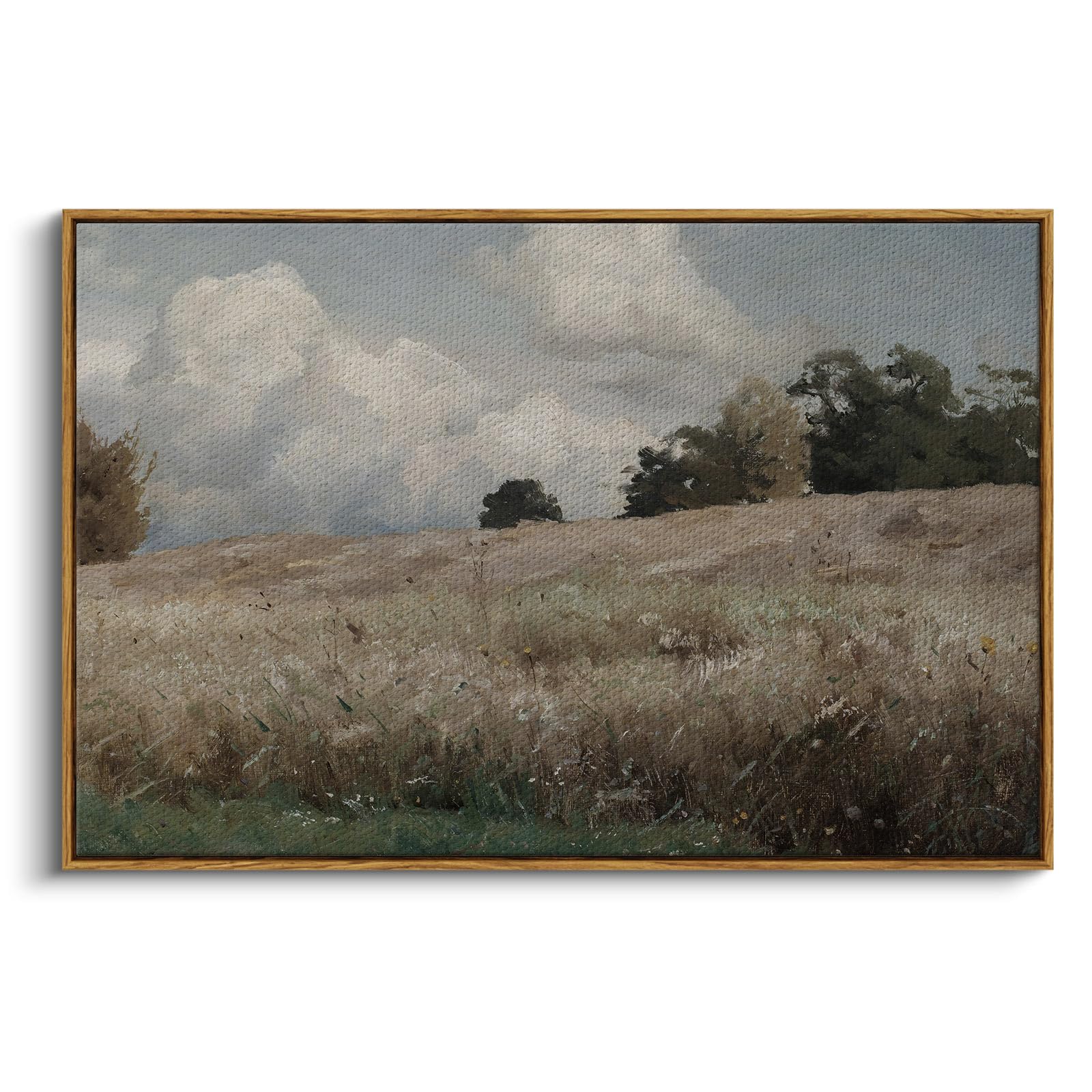 Photo 1 of InSimSea Framed Canvas Wall Art Vintage Decor, Farmhouse Scenery Vast Field Grassland Paintings, Large Prints, Nature Landscape Wall Decoration for Living Room Bedroom Bathroom, 24"x36"