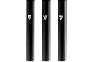 HolYudaica 3-Pack - Aluminum Mezuzah Case for 4/5inch-10/12cm Mezuzah Scroll, Easy Peel and Stick, for Door Mezuzah Scroll (Scroll Not Included) - Weather Proof Case Protection (5inch, Black)