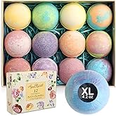 Flower Bath Bombs Gift Set - 12 Large Natural Bathbombs for Women with Scented Essential Oils and Moisturizing Shea Butter + Organic Coconut Oil for Fizzy Bubbles