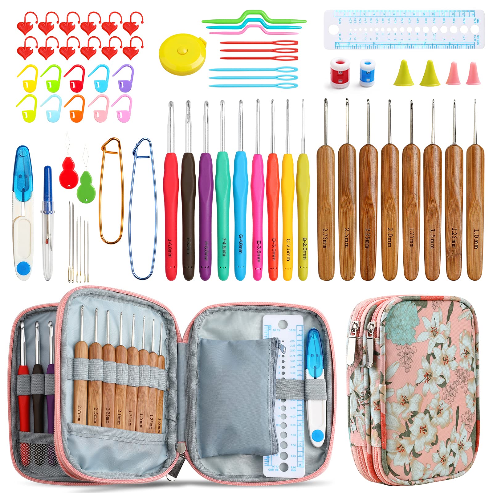 LOOEN Ergonomic Crochet Hooks, Crochet Hooks Set, Colorful Crochet Kit for Crochet Beginners (Set 2)