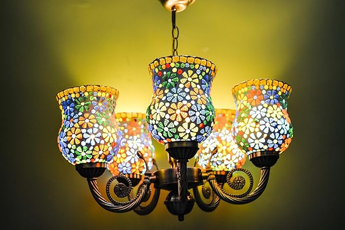 Prop It Up Metal 5 Lights Chandelier - (Multicolour)